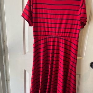 Torrid Red/Dark Blue stripped dress Skater style